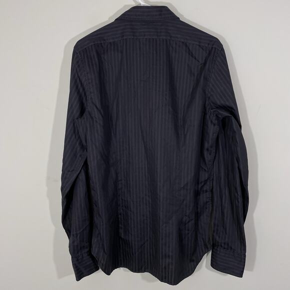 STUNNING JIL SANDER Black Shadow Stripe Dress Shirt 16.5 (42) Made in Italy - Picture 5 of 6